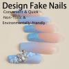 imageBABALAL Square Press on Nails Long Fake Nails Pink French Tip Glue on Nails 3d Flower Butterfly Rhinestone Charm Design Acrylic Nails 24Pcs Manicure Squoval False NailsFnm02blue