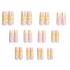 imageBABALAL Square Press on Nails Long Fake Nails Pink French Tip Glue on Nails 3d Flower Butterfly Rhinestone Charm Design Acrylic Nails 24Pcs Manicure Squoval False NailsFnm08yellow