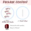 imageBABALAL Square Press on Nails Long Fake Nails Pink French Tip Glue on Nails 3d Flower Butterfly Rhinestone Charm Design Acrylic Nails 24Pcs Manicure Squoval False NailsFnm09white