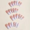 imageBABALAL Square Press on Nails Long Fake Nails Pink French Tip Glue on Nails 3d Flower Butterfly Rhinestone Charm Design Acrylic Nails 24Pcs Manicure Squoval False NailsFnm09white