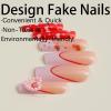 imageBABALAL Square Press on Nails Long Fake Nails Pink French Tip Glue on Nails 3d Flower Butterfly Rhinestone Charm Design Acrylic Nails 24Pcs Manicure Squoval False NailsFnm03pink