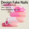 imageBABALAL Square Press on Nails Long Fake Nails Pink French Tip Glue on Nails 3d Flower Butterfly Rhinestone Charm Design Acrylic Nails 24Pcs Manicure Squoval False NailsFnm07strawberry