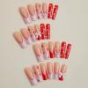 imageBABALAL Square Press on Nails Long Fake Nails Pink French Tip Glue on Nails 3d Flower Butterfly Rhinestone Charm Design Acrylic Nails 24Pcs Manicure Squoval False NailsFnm03pink