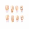 imageBABALAL Square Press on Nails Long Fake Nails Pink French Tip Glue on Nails 3d Flower Butterfly Rhinestone Charm Design Acrylic Nails 24Pcs Manicure Squoval False NailsFnm09pink