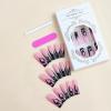 imageBABALAL Stiletto Press on Nails Long Fake Nails Pink Orange French Glue on Nails 3D Gold Chrome Texture Design Y2k Acrylic Nails 24Pcs Almond Stick on Nails Handmade Ombre False Nails SummerANL21flame