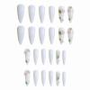 imageBABALAL Stiletto Press on Nails Long Fake Nails Pink Orange French Glue on Nails 3D Gold Chrome Texture Design Y2k Acrylic Nails 24Pcs Almond Stick on Nails Handmade Ombre False Nails SummerANL09