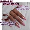 imageBABALAL Stiletto Press on Nails Long Fake Nails Pink Orange French Glue on Nails 3D Gold Chrome Texture Design Y2k Acrylic Nails 24Pcs Almond Stick on Nails Handmade Ombre False Nails SummerANL07