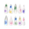 imageBABALAL Stiletto Press on Nails Long Fake Nails Pink Orange French Glue on Nails 3D Gold Chrome Texture Design Y2k Acrylic Nails 24Pcs Almond Stick on Nails Handmade Ombre False Nails SummerANL13