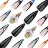 imageBABALAL Stiletto Press on Nails Long Fake Nails Pink Orange French Glue on Nails 3D Gold Chrome Texture Design Y2k Acrylic Nails 24Pcs Almond Stick on Nails Handmade Ombre False Nails SummerANL17