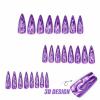 imageBABALAL Stiletto Press on Nails Long Fake Nails Pink Orange French Glue on Nails 3D Gold Chrome Texture Design Y2k Acrylic Nails 24Pcs Almond Stick on Nails Handmade Ombre False Nails SummerANL04
