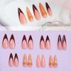 imageBABALAL Stiletto Press on Nails Long Fake Nails Pink Orange French Glue on Nails 3D Gold Chrome Texture Design Y2k Acrylic Nails 24Pcs Almond Stick on Nails Handmade Ombre False Nails SummerANL01goldred