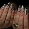 imageBABALAL Stiletto Press on Nails Long Fake Nails Pink Orange French Glue on Nails 3D Gold Chrome Texture Design Y2k Acrylic Nails 24Pcs Almond Stick on Nails Handmade Ombre False Nails SummerANL03