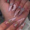 imageBABALAL Stiletto Press on Nails Long Fake Nails Pink Orange French Glue on Nails 3D Gold Chrome Texture Design Y2k Acrylic Nails 24Pcs Almond Stick on Nails Handmade Ombre False Nails SummerANL19