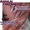 imageBABALAL Stiletto Press on Nails Long Fake Nails Pink Orange French Glue on Nails 3D Gold Chrome Texture Design Y2k Acrylic Nails 24Pcs Almond Stick on Nails Handmade Ombre False Nails SummerANL19