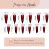 imageBABALAL Stiletto Press on Nails Long Fake Nails Pink Orange French Glue on Nails 3D Gold Chrome Texture Design Y2k Acrylic Nails 24Pcs Almond Stick on Nails Handmade Ombre False Nails SummerANL16