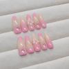 imageBABALAL Stiletto Press on Nails Long Fake Nails Pink Orange French Glue on Nails 3D Gold Chrome Texture Design Y2k Acrylic Nails 24Pcs Almond Stick on Nails Handmade Ombre False Nails SummerANL14