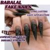 imageBABALAL Stiletto Press on Nails Long Fake Nails Pink Orange French Glue on Nails 3D Gold Chrome Texture Design Y2k Acrylic Nails 24Pcs Almond Stick on Nails Handmade Ombre False Nails SummerANL20