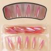 imageBABALAL Stiletto Press on Nails Long Fake Nails Pink Orange French Glue on Nails 3D Gold Chrome Texture Design Y2k Acrylic Nails 24Pcs Almond Stick on Nails Handmade Ombre False Nails SummerANL07
