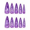 imageBABALAL Stiletto Press on Nails Long Fake Nails Pink Orange French Glue on Nails 3D Gold Chrome Texture Design Y2k Acrylic Nails 24Pcs Almond Stick on Nails Handmade Ombre False Nails SummerANL04