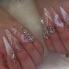 imageBABALAL Stiletto Press on Nails Long Fake Nails Pink Orange French Glue on Nails 3D Gold Chrome Texture Design Y2k Acrylic Nails 24Pcs Almond Stick on Nails Handmade Ombre False Nails SummerANL19