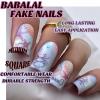 imageYellow Press on Nails Short Square Fake Nails Glue on Flower Summer Acrylic Nails 24Pcs BABALAL Glossy Manicure Stick on Nails Supplies Thick Squoval Artificial Nails Art Diy Nails for Women GirlsBNA105