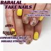 imageYellow Press on Nails Short Square Fake Nails Glue on Flower Summer Acrylic Nails 24Pcs BABALAL Glossy Manicure Stick on Nails Supplies Thick Squoval Artificial Nails Art Diy Nails for Women GirlsBNA100yellow