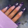 imageBABALAL Almond Press on Nails Medium Halloween Fake Nails Green Glitter French Glue on Nails Rhinestone Spider Ghost Stiletto Acrylic Nails Artificial Nails for Women and GirlsFNHA13purple