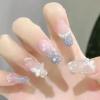 imageBABALAL Duck Nails Press ons Pink French Tips Press on Nails False Nails with Rhinestone Cherry Flower Designs Glossy Luxury Duck Nail Tips 24pcs Gel Acrylic Manicure False Nails KitFNDU319
