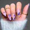imageBABALAL Long Coffin Fake Nails Butterfly Ballerina False Nails Blue Press on Nails Glossy Acrylic Nail Tips with Design for Women and GirlsCRJH19purple