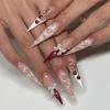 imageBABALAL Long Press on Nails Square Fake Nails Brown Glue ons Nails Wild Cheetah Design Acrylic Fall Nails 24Pcs French Tip Squoval False NailsANG09
