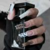 imageBABALAL Long Press on Nails Square Fake Nails Brown Glue ons Nails Wild Cheetah Design Acrylic Fall Nails 24Pcs French Tip Squoval False NailsANG12