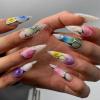 imageBABALAL Stiletto Press on Nails Long Fake Nails Pink Orange French Glue on Nails 3D Gold Chrome Texture Design Y2k Acrylic Nails 24Pcs Almond Stick on Nails Handmade Ombre False Nails SummerANL13