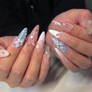 imageBABALAL Brown Press on Nails Medium Almond Fake Nails Fall Glue ons Nails with Design Autumn Acrylic Nails 24Pcs Stiletto False NailsANE04flower