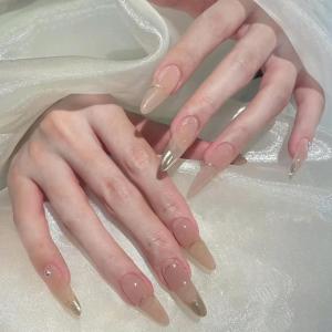 imageBABALAL Brown Press on Nails Medium Almond Fake Nails Fall Glue ons Nails with Design Autumn Acrylic Nails 24Pcs Stiletto False NailsANE08