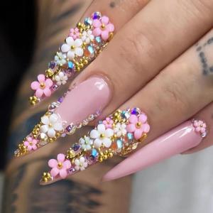 imageBABALAL Brown Press on Nails Medium Almond Fake Nails Fall Glue ons Nails with Design Autumn Acrylic Nails 24Pcs Stiletto False NailsANE09