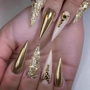imageBABALAL Brown Press on Nails Medium Almond Fake Nails Fall Glue ons Nails with Design Autumn Acrylic Nails 24Pcs Stiletto False NailsANa110