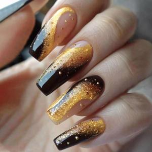 imageBABALAL Duck Nails Press ons Pink French Tips Press on Nails False Nails with Rhinestone Cherry Flower Designs Glossy Luxury Duck Nail Tips 24pcs Gel Acrylic Manicure False Nails KitFNDU308gold