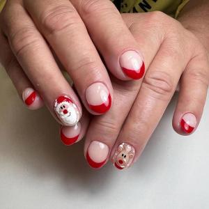 imageBABALAL French Tip Press on Nails Medium Square Fake Nails Colorful Glue ons Nails Crocodile Pattern Design Acrylic Nails 24Pcs Squoval Full Cover False NailsFNr26xmas