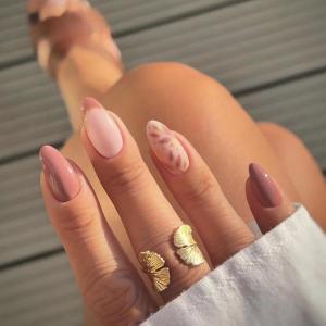 imageBABALAL Press on Nails Almond Medium Fake Nails Orange Glue on Nails 3D Water Ripple Acrylic Nail Design 24Pcs Summer False NailsFNn02brown