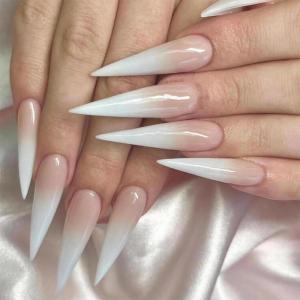 imageBABALAL Stiletto Press on Nails Long Fake Nails Pink Orange French Glue on Nails 3D Gold Chrome Texture Design Y2k Acrylic Nails 24Pcs Almond Stick on Nails Handmade Ombre False Nails SummerANL06