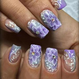 imageYellow Press on Nails Short Square Fake Nails Glue on Flower Summer Acrylic Nails 24Pcs BABALAL Glossy Manicure Stick on Nails Supplies Thick Squoval Artificial Nails Art Diy Nails for Women GirlsBNA100