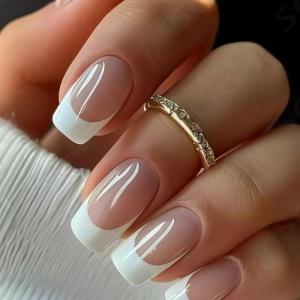 imageYellow Press on Nails Short Square Fake Nails Glue on Flower Summer Acrylic Nails 24Pcs BABALAL Glossy Manicure Stick on Nails Supplies Thick Squoval Artificial Nails Art Diy Nails for Women GirlsBNA101white