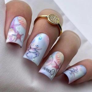imageYellow Press on Nails Short Square Fake Nails Glue on Flower Summer Acrylic Nails 24Pcs BABALAL Glossy Manicure Stick on Nails Supplies Thick Squoval Artificial Nails Art Diy Nails for Women GirlsBNA105