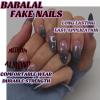 imageBABALAL Acrylic Press on Nails  Almond Medium Fake Nails Art Black Goth Design 24Pcs Bling Glitter Stiletto Manicure False Artificial Nails Supplies Diy Nails for Women and Grils
