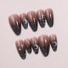 imageBABALAL Acrylic Press on Nails  Almond Medium Fake Nails Art Black Goth Design 24Pcs Bling Glitter Stiletto Manicure False Artificial Nails Supplies Diy Nails for Women and Grils