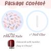 imageBABALAL Coffin Press on Nails Medium Fake Nails Orange Pink French Tip Glue on Nails 3d Texture Flower Design Acrylic Nails 24Pcs Ballerina Summer False Nails Manicure Stick on Nails SuppliesNT0121