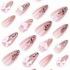 imageBABALAL Coffin Press on Nails Medium Fake Nails Orange Pink French Tip Glue on Nails 3d Texture Flower Design Acrylic Nails 24Pcs Ballerina Summer False Nails Manicure Stick on Nails SuppliesNT0119