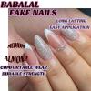 imageBABALAL Coffin Press on Nails Medium Fake Nails Orange Pink French Tip Glue on Nails 3d Texture Flower Design Acrylic Nails 24Pcs Ballerina Summer False Nails Manicure Stick on Nails SuppliesNT0121