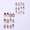 imageBABALAL Coffin Press on Nails Medium Fake Nails Orange Pink French Tip Glue on Nails 3d Texture Flower Design Acrylic Nails 24Pcs Ballerina Summer False Nails Manicure Stick on Nails SuppliesNT0120