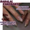 imageBABALAL Coffin Press on Nails Medium Fake Nails Orange Pink French Tip Glue on Nails 3d Texture Flower Design Acrylic Nails 24Pcs Ballerina Summer False Nails Manicure Stick on Nails SuppliesNT0106